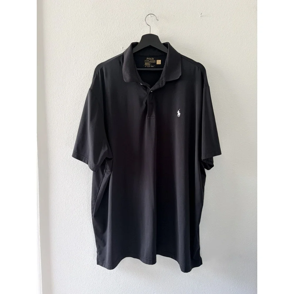 Polo Ralph Lauren Performance Golf Polo Shirt Black White Logo Size 1XL OXL